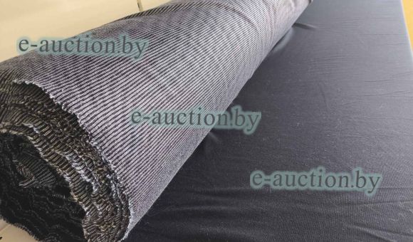 Ткань, полотно трикотажное тонкое, черно-серая полоска (рулон), 50 м.п.