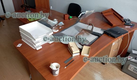 Стол офисный приставкой темный (202х181х76) №17