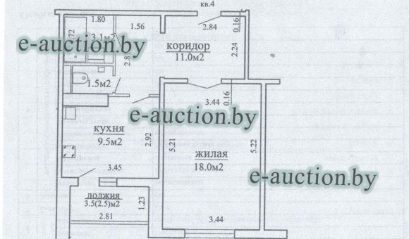 Квартира в г. Минске, площадью 43.1м²