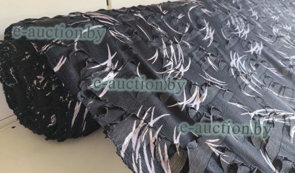 Ткань, полотно трикотажное тонкое, шифон черный с серебром (рулон), 33,80 м.п.