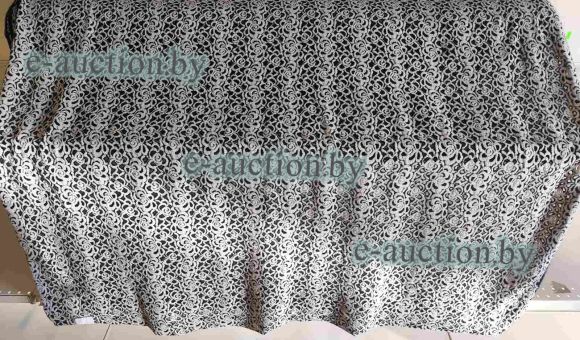 Ткань, полотно трикотажное, вязка белые цветы на черное сетке (рулон), 43,6 м.п.