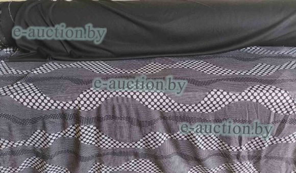 Ткань, полотно трикотажное плотное, черно-серые круги и точки (рулон), 55,20 м.п.