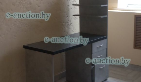 Стол с 3 шуфлядами и полками сверху (черно-серый) №18 